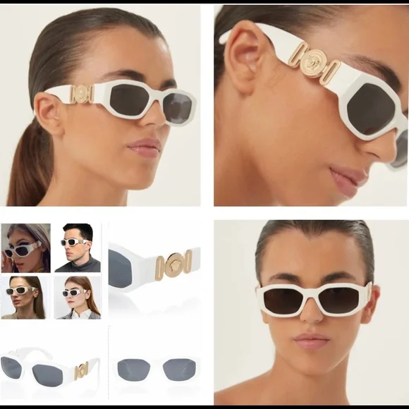 VERSACE UNISEX TOP 8 SPRING/SUMMER COLLECTION, STRIKING WHITE & GOLD SUNGLASSES